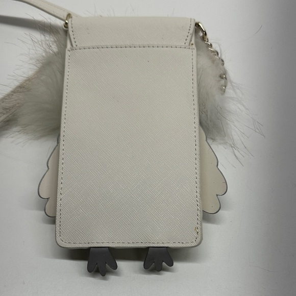 Kate Spade New York Owl Phone Crossbody Purse Wallet Small Bag Leather Faux Fur